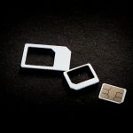 Sim cards and their adaptors are on display.