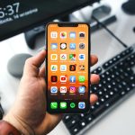 black samsung android smartphone turned on displaying icons
