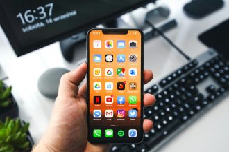 black samsung android smartphone turned on displaying icons