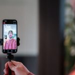 Man filming himself live on smartphone