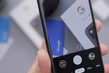 black and white smartphone displaying google search
